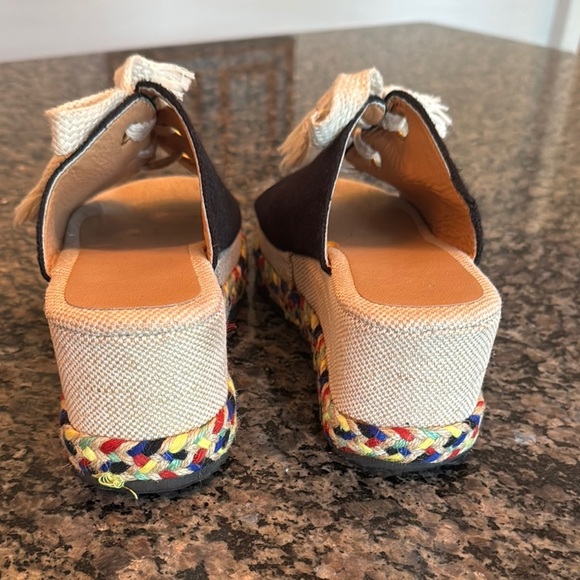 Black and Cream Espadrille Platform Shoes 8.5 - Picture 8 of 13